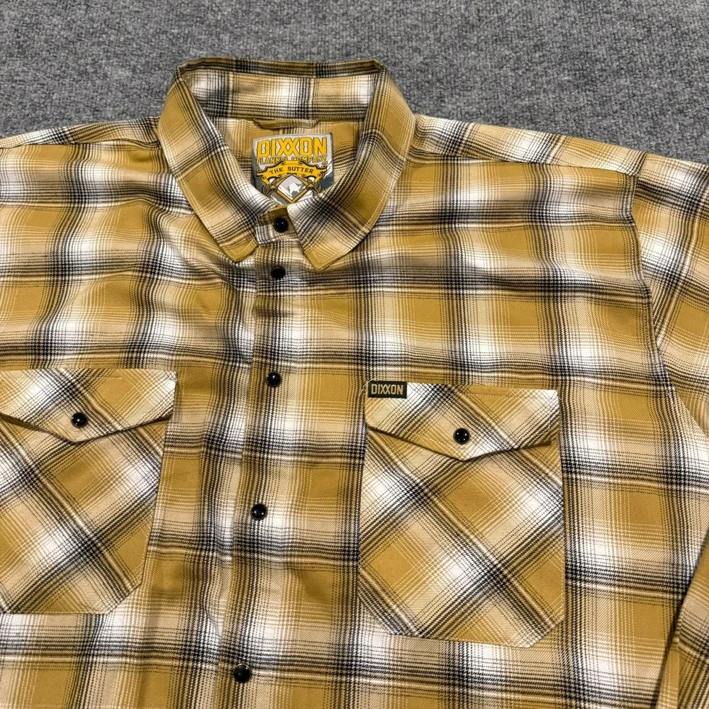 Dixxon Flannel The Sutter Mens 4X Yellow/gold Plaid Pearl Snap Closure